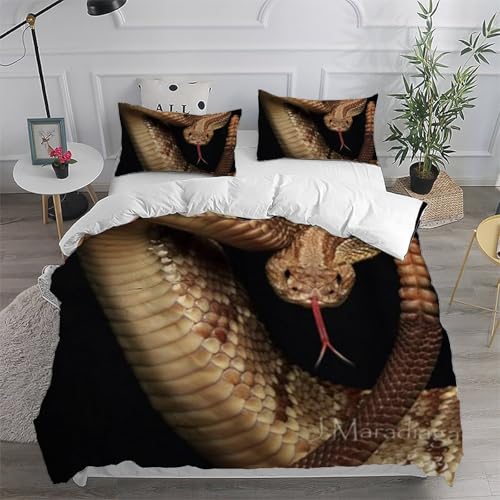 Housse de couette animaux serpent microfibre facile à laver sans repassage pour lit double