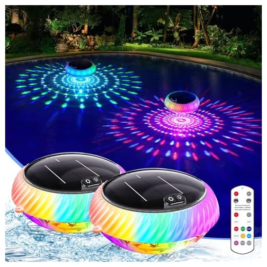 Askyli Floating Pool Lights Solar Powered with Remote, 7.6 Inch RGB Up and Down Color Changing Solar Pool Lights That Float with Dynamic Lighting Effects, Floating Light for Pools, Party, Decor(2)
