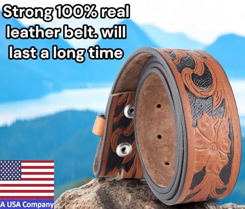 Image of F&L CLASSIC Western Belt without buckle for men - Full Grain Leather Cowboy Belts for jeans - One Piece Leather strap belt