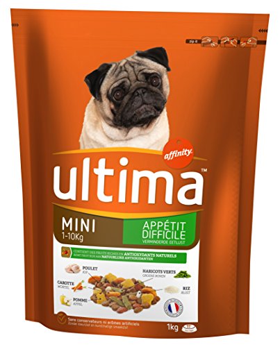 Ultima Croquettes pour Chien Mini (1-10 kg) Adulte Appétit Difficile Poulet 1 kg - Pack de 8