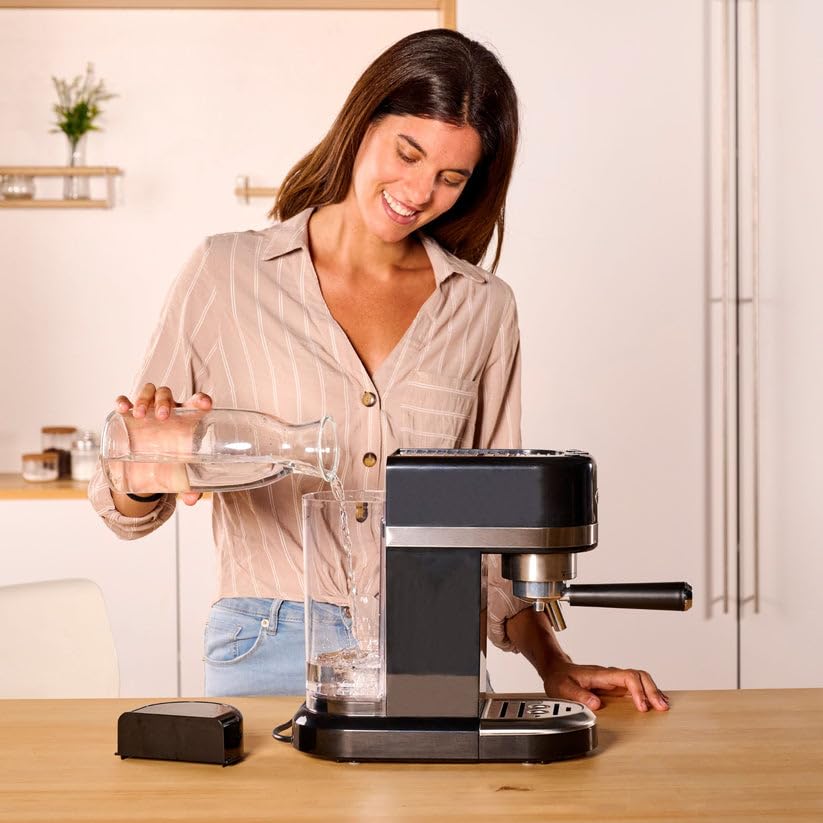 Solac - Cafetera Espresso 1350W | 20 Bares de Presión | Sistema Thermoblock | Café Programable | Vaporizador Orientable | Bandeja Calienta Tazas
