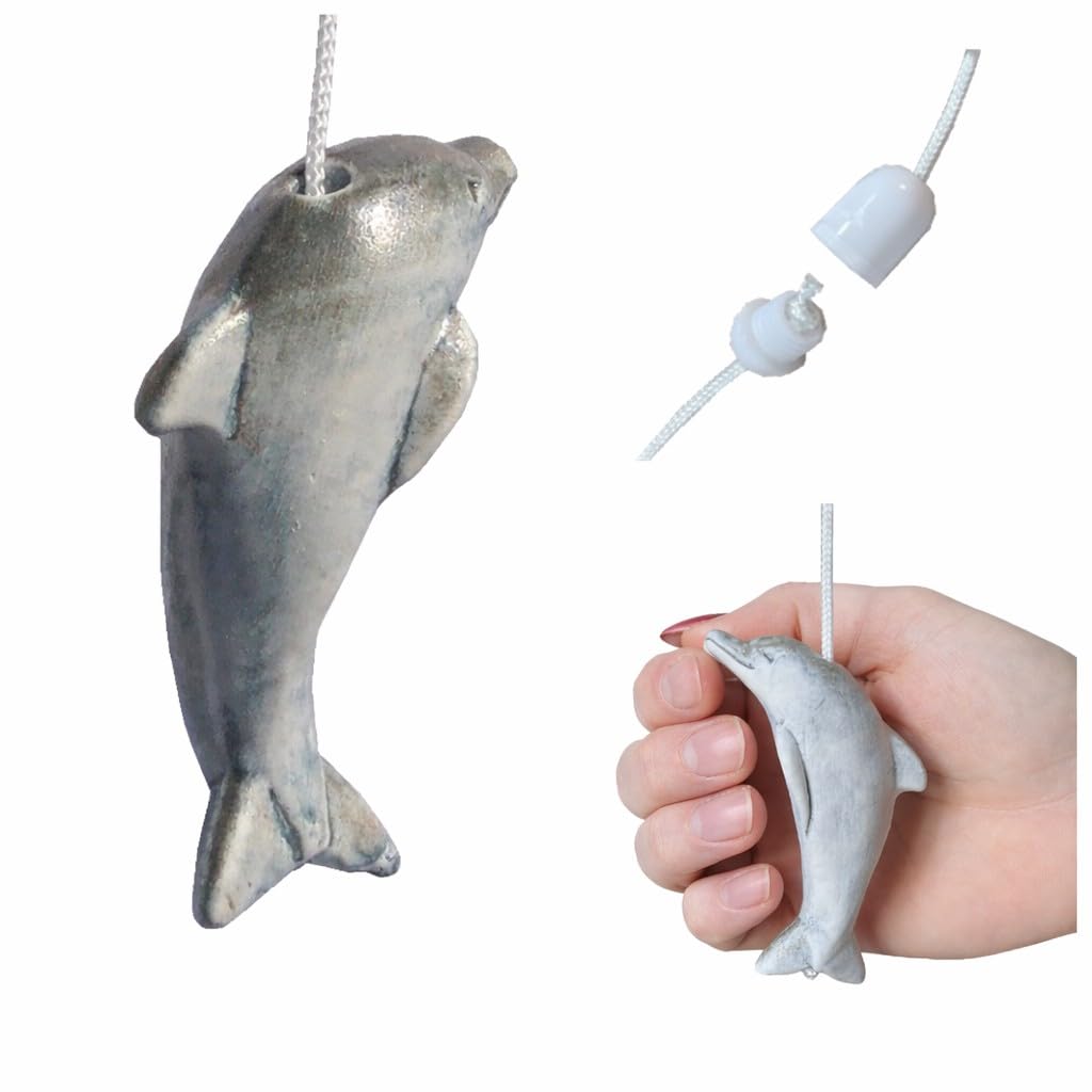 Lowgy Light/Blue/Grey Ceramic Sealife Pull With Choice Of Cord Colour And Connector - Marine Pull Cord For Bathroom (/ Dolphin)