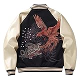 HaiZi XiHuan Men’s Phoenix Sukajan Jacket Winter Japanese Jackets For Men Streetwear Varsity Bomber Mens Cool Windbreaker(Gold,XXL)