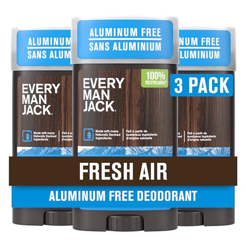 Image of Every Man Jack Fresh Air Men's Deodorant - Stay Fresh with Aluminum Free Deodorant For all Skin Types - Odor Crushing, Long Lasting, with Naturally Derived Ingredients - 3oz (3-Pack)