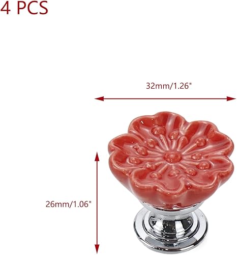 Miniatura 2 de Sakura - 4 pomos para gabinetes de cocina, cajones y aparadores, pomos de cerámica antiguos, pomos de cerámica antigua, oficina, baño, dormitorio,