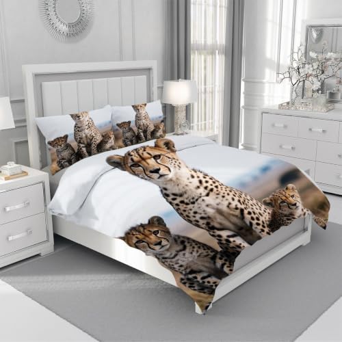 Housse de Couette 90x190 cm Panthère Blanche lit enfant microfibres douces