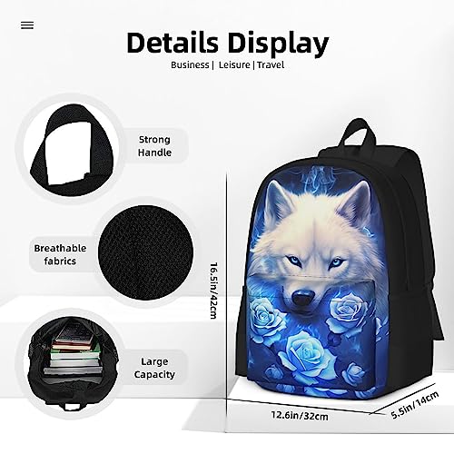 Galaxy Wolf Rose Girls Backpacks School kids Bookbag Children Travel Shoulder Bag Casual Daypack 17 Inch Plus Laptop Bag for Unisex Teens Women Boys4