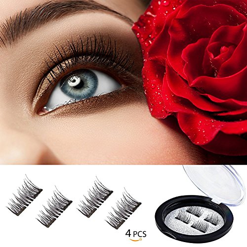 3D Magnetic False Eyelashes-Glue free Handmade Ultra-thin 0.2mm Reusable Natural Magnetic Eyelashes(4pcs)