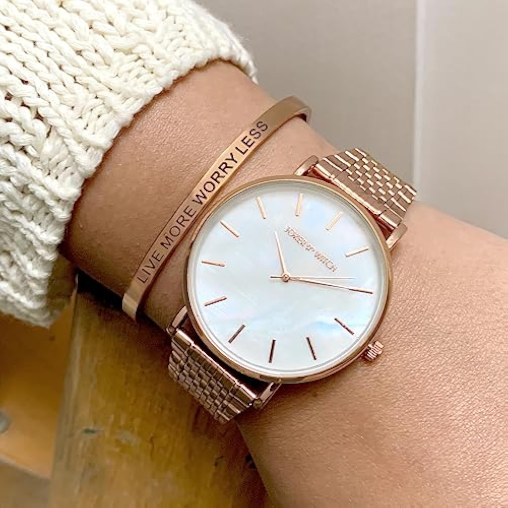 Women's Stainless Steel Everlee Analog Watch Bracelet Stack Combo