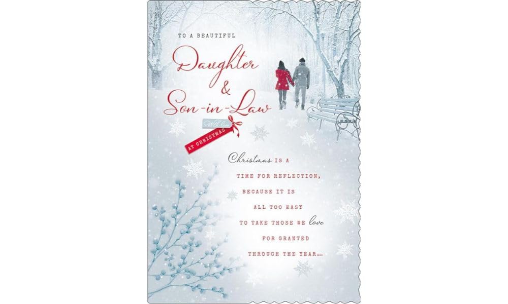 Avant Garde Studios Christmas Card, Couple Daughter & Son in Law, Walking Couple - 9 x 6 inches - Piccadilly Greetings