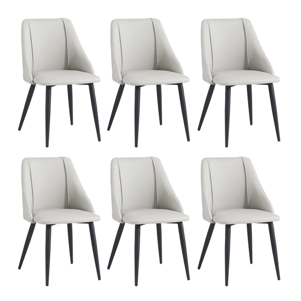 SJIALEN Dining Chairs Set of 6, Bedroom Living Room Side Chairs Matte Leather Upholstered Accent Kitchen Chairs 42×50×84cm Kitchen Chair (Color : White)