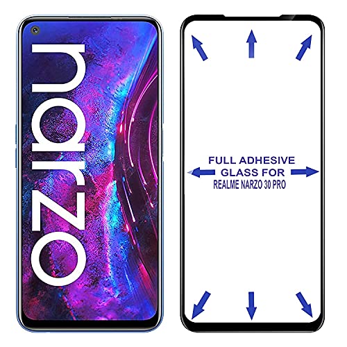 Image of HD Tempered Glass Screen Protector Compatible For Realme Narzo 30 Pro With Edge To Edge Coverage And Easy Installation Kit