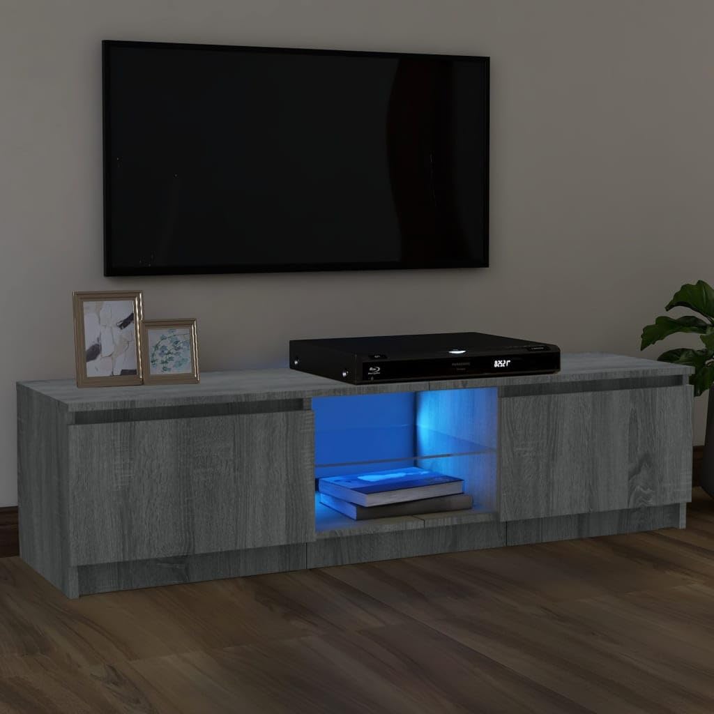 Meuble TV avec lumières LED gris Sonoma 120cm pour salon moderne