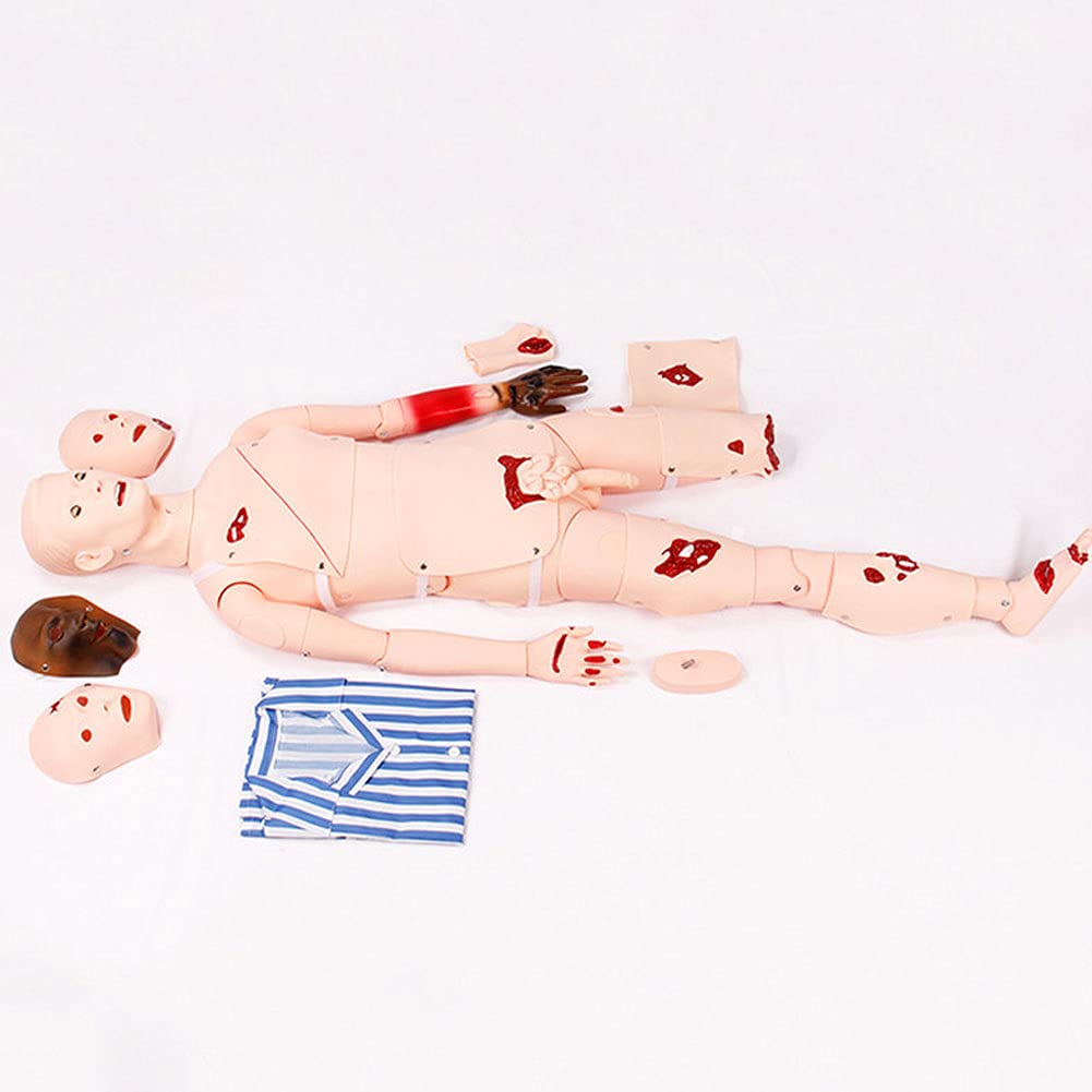 5.24 Life Size Male Nursing Training Simulation Model with Patient Clothes & Replace Module, PVC Nursing Manikin for Education Teaching Supplies