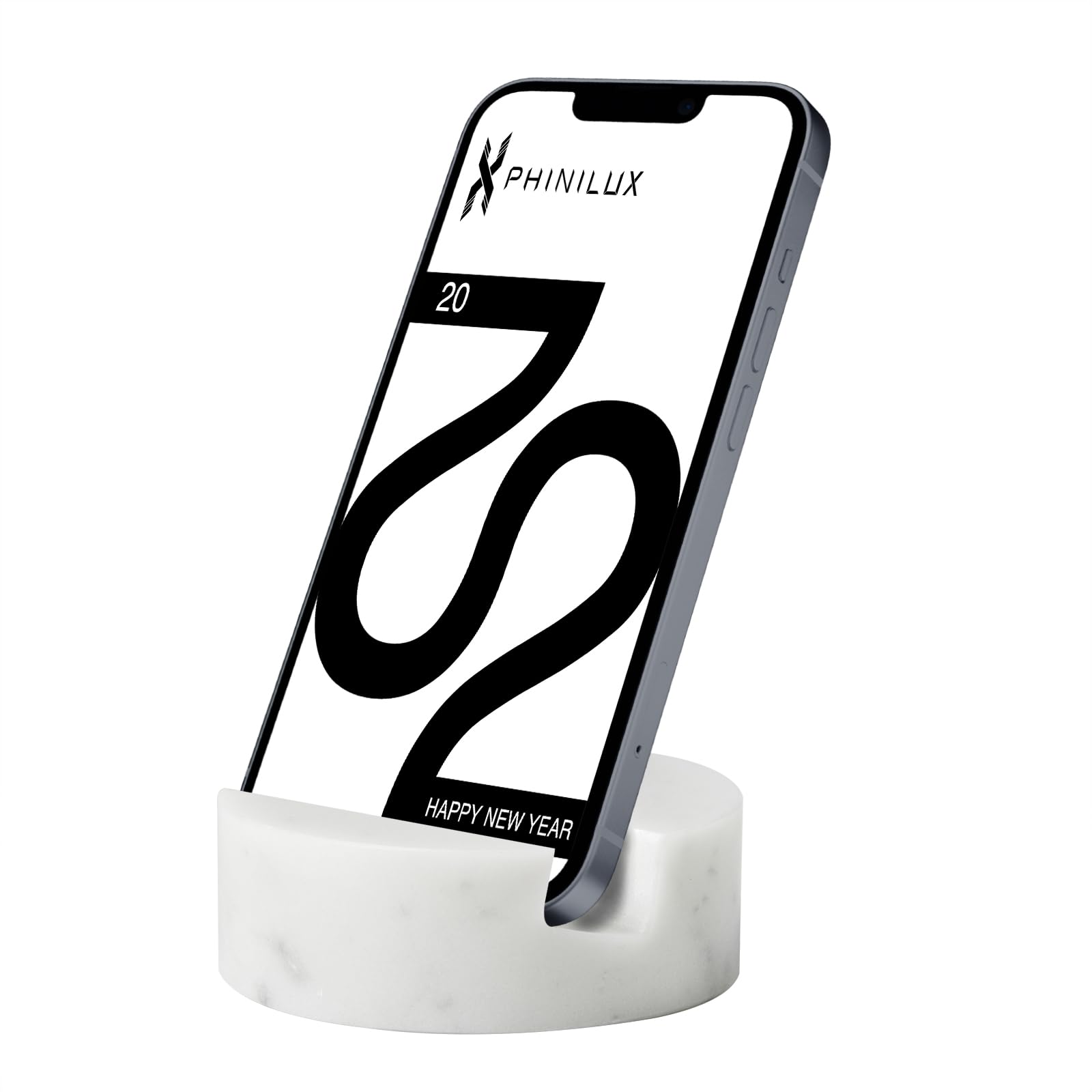 Marble Phone Stand for Desk, Cell Phone Holder for Kitchen Countertops, Office iPhone Stand, Cute Boho Modern Accessories, Italy Carrara(Matte-Finished)