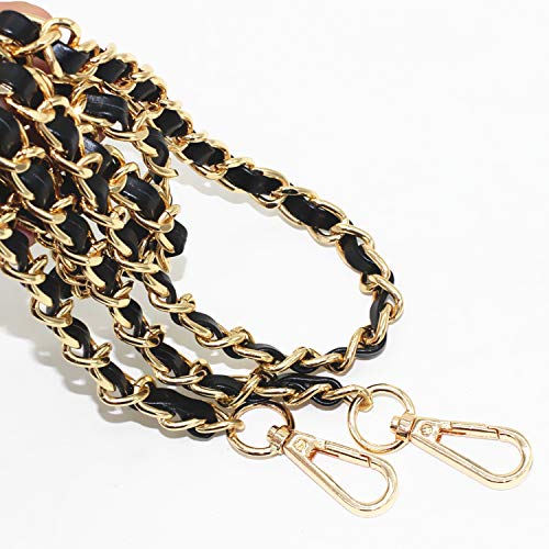 Model Worker 47" Leather Iron Crossbody Chain Strap With 8" Leather Iron Chain Wrist Strap - Handbag Chains Purse Straps Shoulder Cross Body Replacement Straps With Wrist Strap Wrist Chain #TOP6