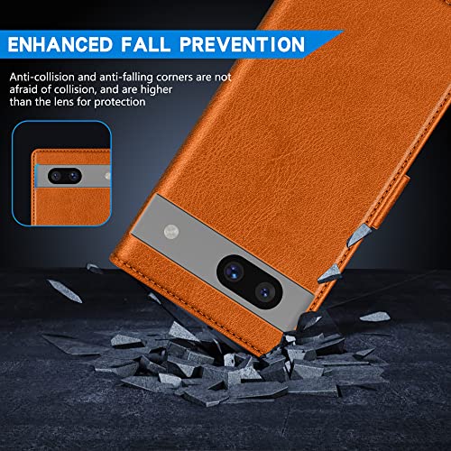 Image of ZZXX for Google Pixel 7a Wallet Case Magnetic Closure 6.1 inch,Brown