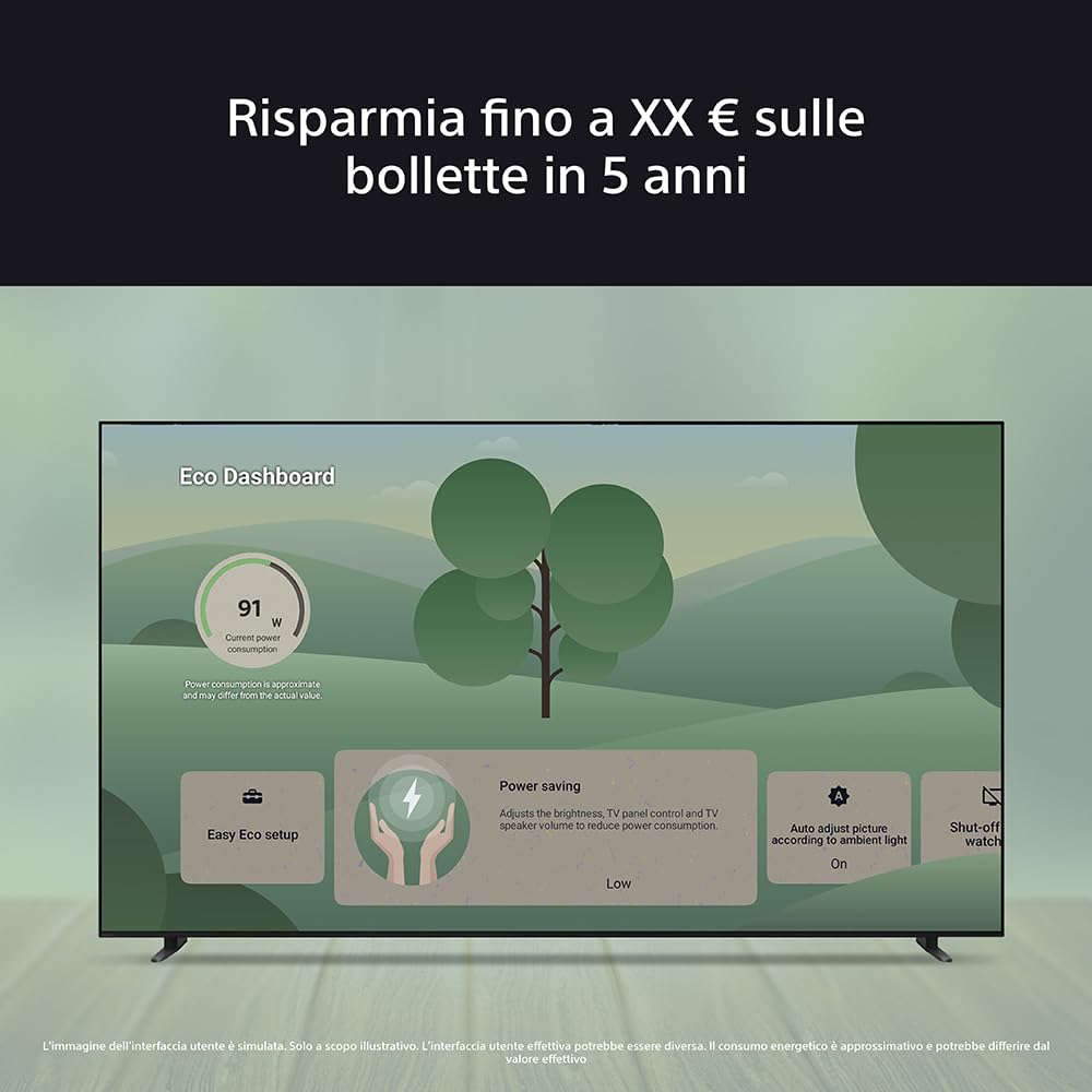 Sony BRAVIA 5 - XR|Mini LED| Processore AI XR | Acoustic Multi-Audio | Dolby Vision/Atmos | IMAX Enhanced | Google TV (2025) |Google Cast| Apple AirPlay 2|Eco Dashboard 2|Menu di gioco 2-98pollici