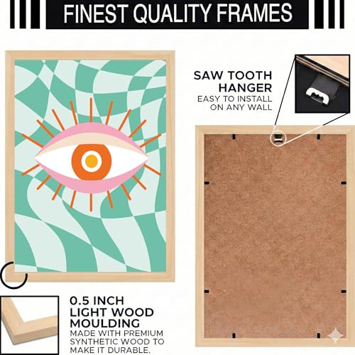 Image of BLINKART Mystic Eye Aesthetic Modern Art Walls With Frame | Natural Wood Texture | Living Room Bedroom Office Wall Decoration | Poster Home Decor Frames Wall Bedroom | 12x8 Inches (D69)