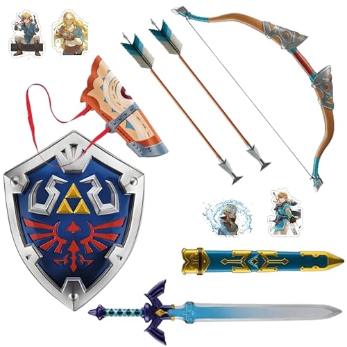 FUNTICAL Disguise Link Sword + Shield + Bow and 2 Arrows (w/ 10 Stickers)