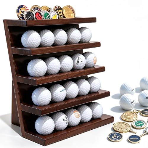 Image of 100% Solid Cypress Wood Golf Ball Display(Black Walnut)