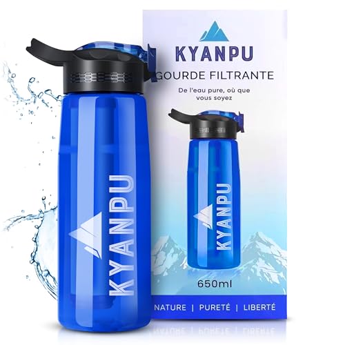 Gourde Filtrante Eau Non Potable 650ml | Filtre Eau au Charbon Ac...