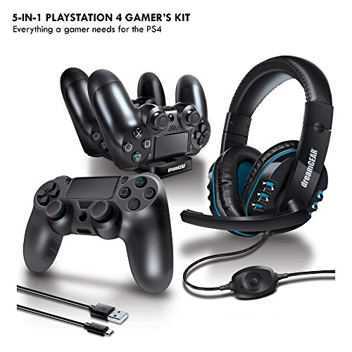 Kit Gamer Para PS4 Headset Carregador Dual Dock Case DGPS4-6436 Dreamgear