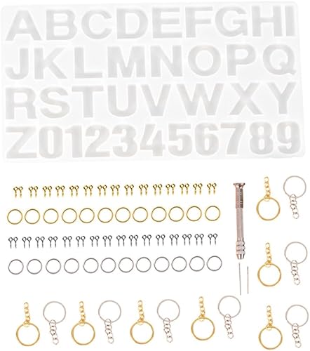 EXCEART 224pcsset Resin Letter Molds Letter Jewelry Making Mold Silicone Jewelry Molds Silcone Molds Keychain Pendant Mold Silicone Letter Mold