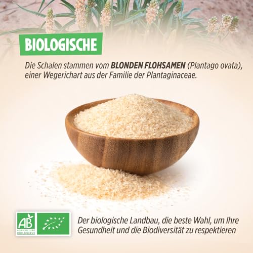 Foto von Bio FlohsamenSchalen - 500g - 99% Reinheit, zertifiziert Bio