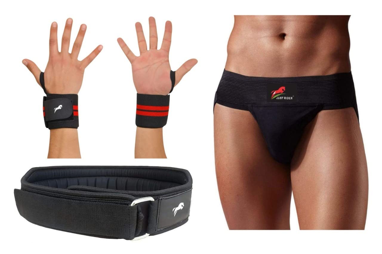JUST CARE Weight Lifting GYM BELT with Wrist Support and Gym Supporter for men (Set of 3) (B09Z7V5B9J) Amazon Price History, Amazon Price Tracker