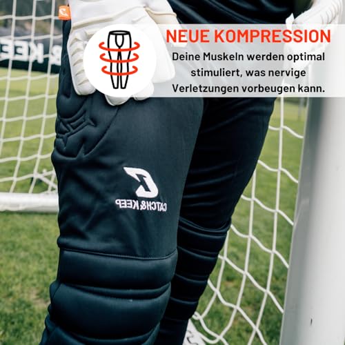 CATCH & KEEP Torwarthose Flight Protection lang & gepolstert I Torwarthose Kinder & für Erwachsene mit gepolsterten Knie & Hüften I Mit elastischen Elementen I Gr. 164