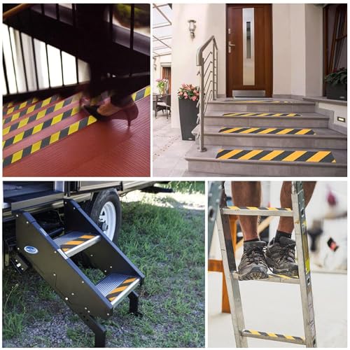 Duccinp Schwarz-Gelb Antirutsch Klebeband Streifen mit Selbstklebend, 5 cm x 10 m Treppe Stufen Band Kleber Rutschfest Klebeband, Hohe Traktion Pad für Bodenbelag innen- und Außenbereich