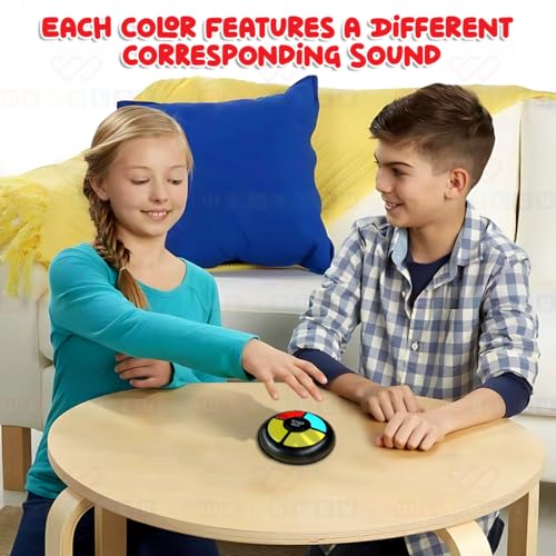 Image of Wembley Glow Quest Memory Handheld Game (Circle)| Interactive Fun Game for Kids| Indoor Game with Lights and Sounds| 30-Level Brain Challenge| Birthday Gift for Boys & Girls Ages 7 & Up (Multicolor)