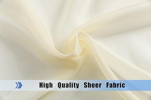 Miniatura 4 de WPM World Products Mart - Cortinas de gasa transparente para dormitorio y cocina totalmente cosidas y dobladilladas, Beige