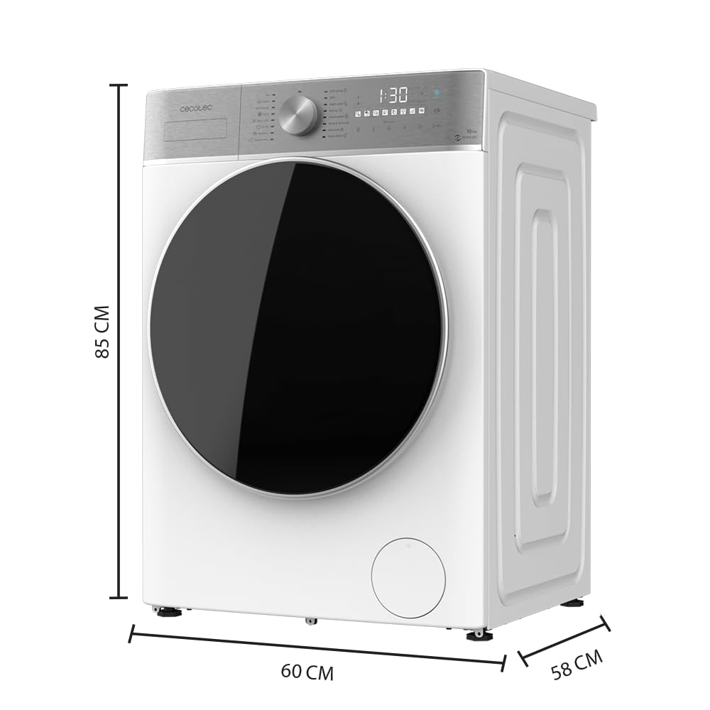 Cecotec Lavasciuga 10-6Kg Carica Frontale Bolero Wash&Dry 10680 Inverter A. 1400 rpm, 16 Programmi, Motore Inverter Plus, SteamMax, OnSmart, Fuzzy Logic, SpaCare e Rilevatore di Carico