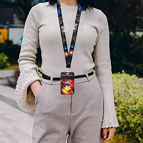 USCW Princess Lanyard with ID Badge Holder,Neck Strap Card Case Snow White and Alice im Wunderland Lanyard with Detachable Card Holders for Office School Supplies, ID Card,Keys