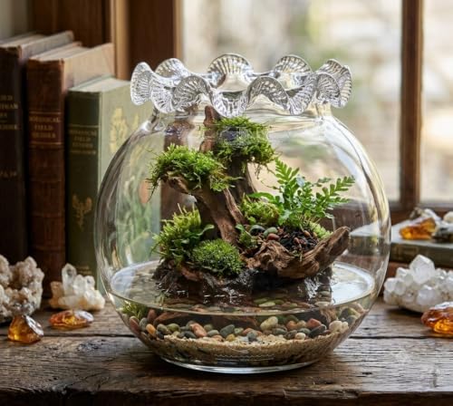 Image of CAS 1L to 14L Glass Fish Bowl 6 INCH (Crimped Ruffled Rim Glass)