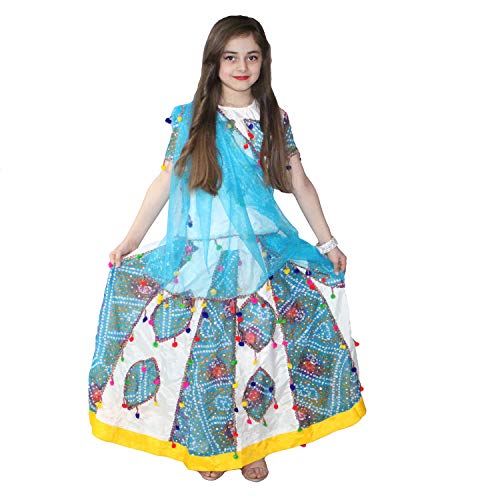 Image of Kaku Fancy Dresses Polyester Indian State Gujrati Dance Costume For Kids Navratri /Garba Dance Costume For Girls - Red, 10-12 Years