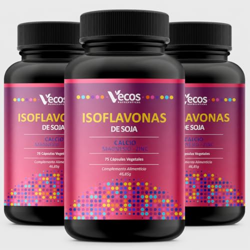 Isoflavonas de Soja con Calcio, Magnesio y Zinc - 75 Cápsulas - Apoyo Integral Femenino y Mantenimiento Óseo (225 Cápsulas (3 Botes))