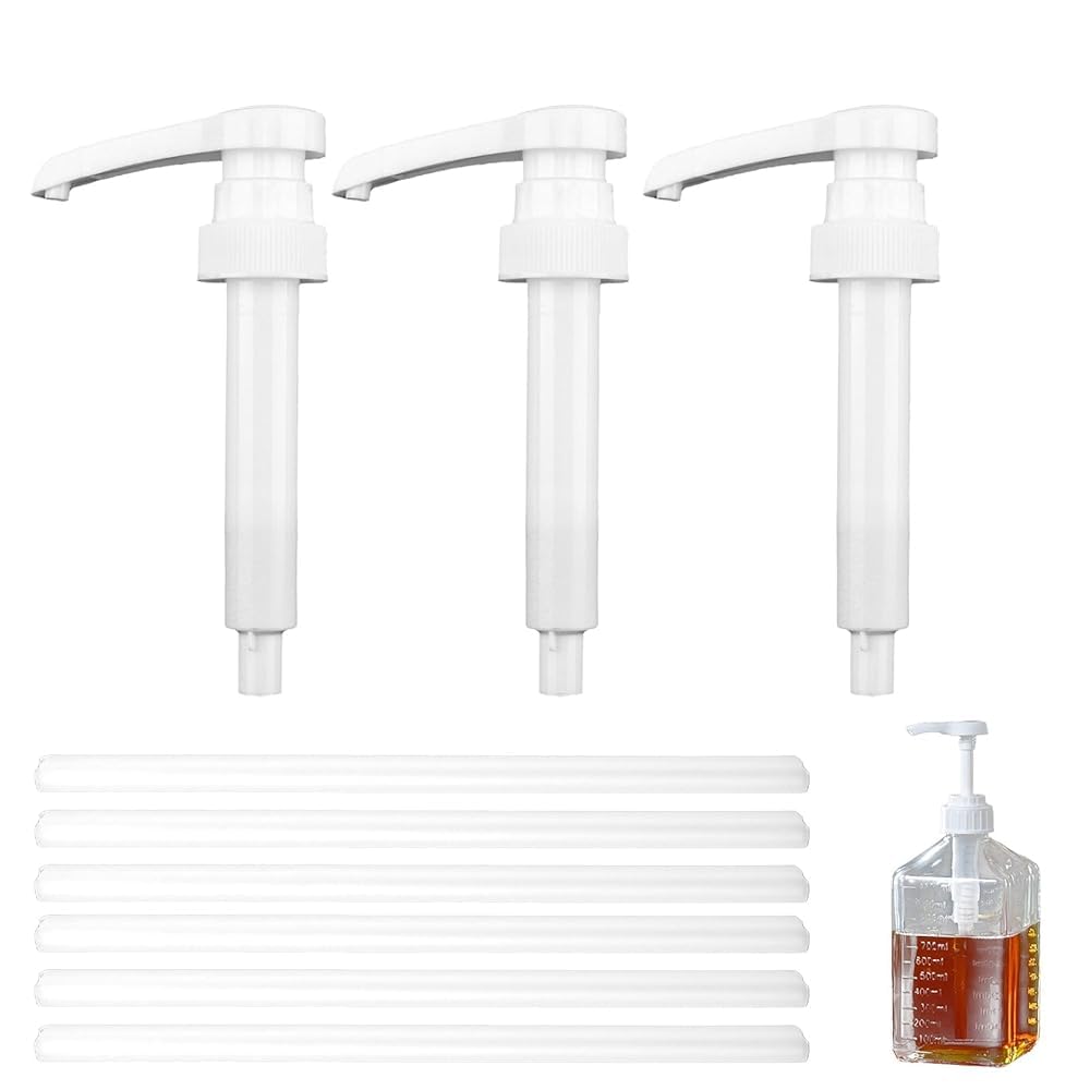 Pompe doseuse - 3 pièces - Pour boisson vitale avec Tuyaux Longs et Courts pour Bouteilles de 500 ml et 1000 ml Réutilisable - Idéale pour Boissons Énergisantes et Sirops