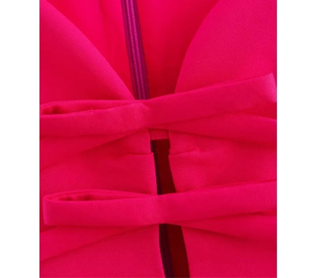 Vestido midi para mujer, con lazo profundo, cuello en V, hueco, sin mangas, cintura alta, acampanado, vestidos de fiesta