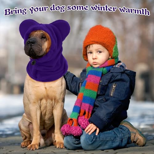 Warme Hundehut Plüsch Hunde Mütze Beruhigende Ohrenschützer Hundemütze für Haustier Winter Warmer Halten Hundehüte Kätzchenhut mit Leise Ohrenschützern Kapuzenpullover M (Lila)