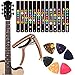 Capotasto per Chitarra, Alloy Capo per Chitarra, Adesivi per Note di Chitarra, Plettri per Chitarra Acustica ed Elettrica, Con 6 Plettri, Adatto per Principianti, Chitarra Acustica