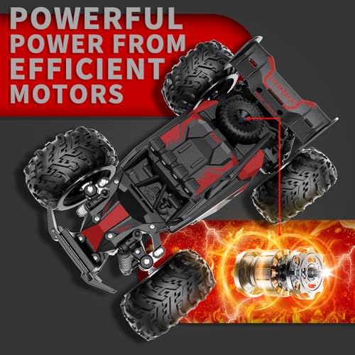 carox remote control car 24ghz 25kmh high speed rc car 118 off-road monster truck with led lights and 1800mah rechargeable battery  ideal gift for boys 6