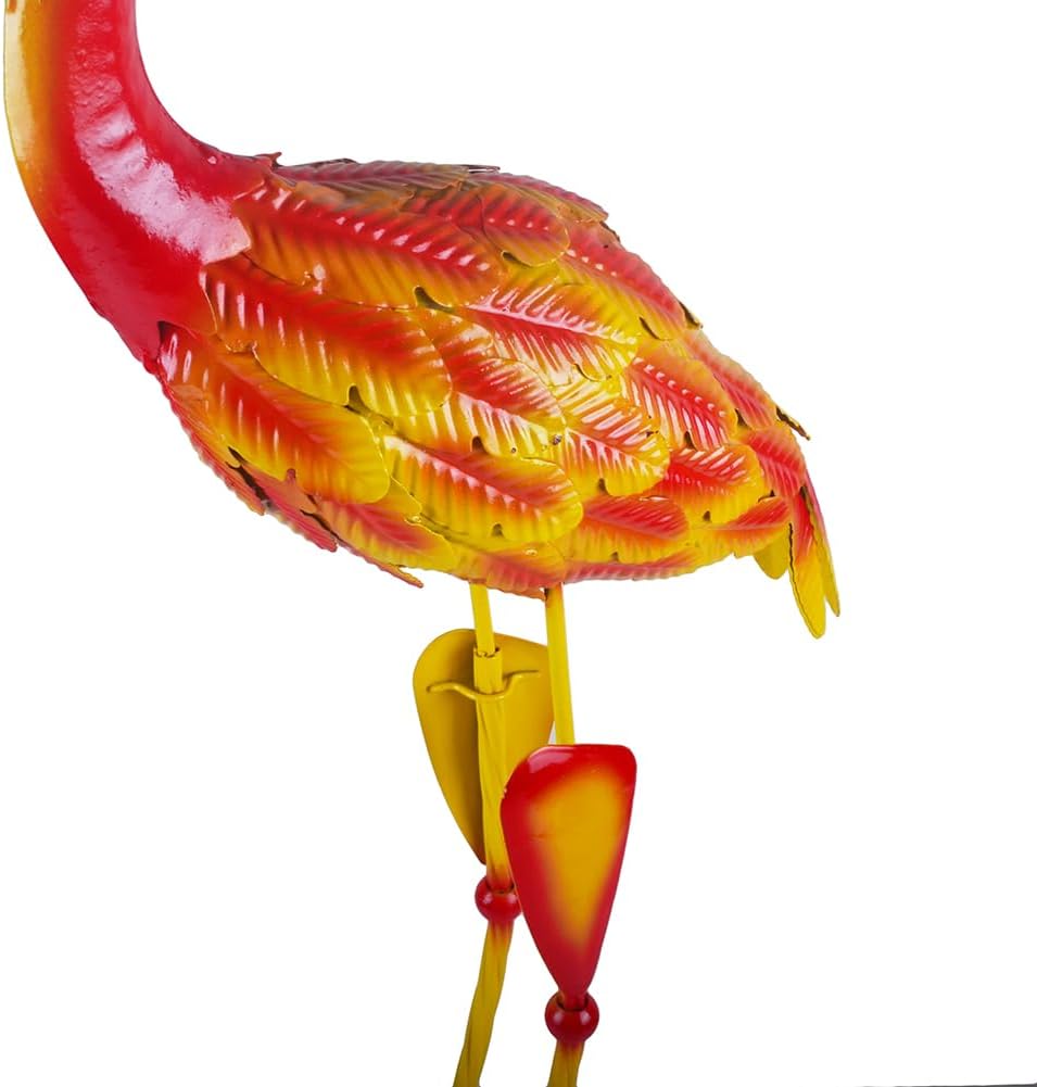 Flamingo Statue Metal Red Flamingo Sculpture Garden Decoration Metal Yard Art for Patio Lawn Backyard Outdoor Decoration,A Set of 2