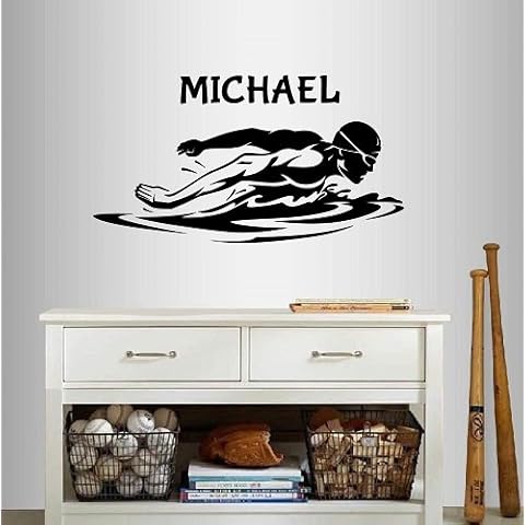 In-Style Decals Wall Vinyl Decal Home Decor Art Sticker Swimming Man Swimmer Swim Water Sport Customized Name Sportsman Room Removable Stylish Mural Unique Design 2307 Cover