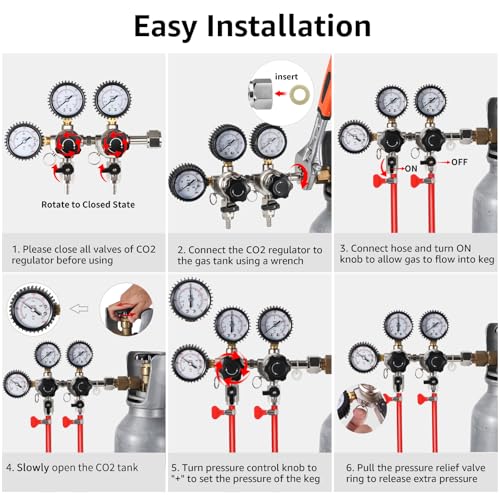 CO2 Regulator for Dual Tap Kegerator Draft Beer Tower Dispenser, Dual Keg Regulator CO2 Beer Pressure Regulator 0-60psi,CGA-320 CO2 Tank Regulator Gas Regulator 0-3000psi,Kegerator C02 Regulator Gauge