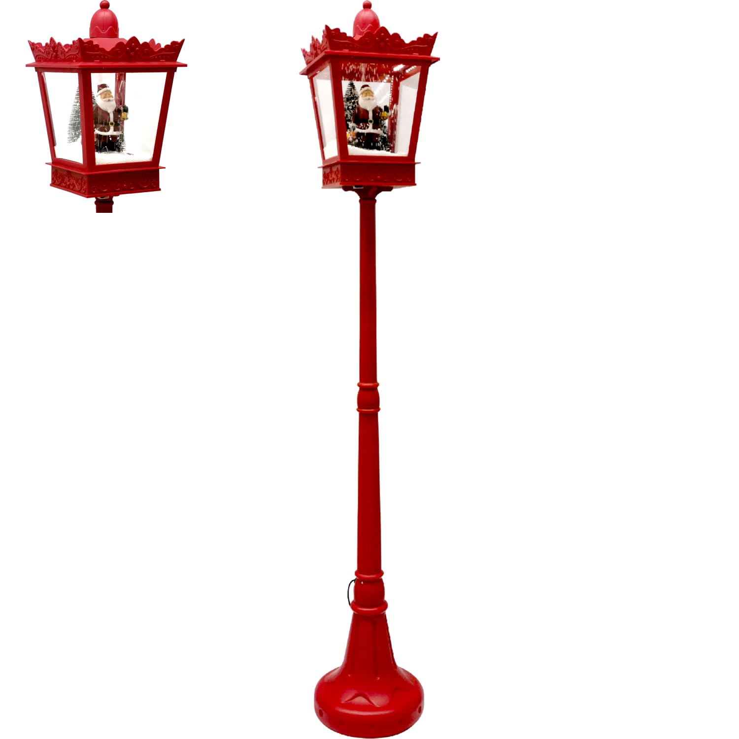 DICTROLUX Lampadaire de Noël lumineux Rouge Père Noël Neige Sons 180 cm 474804