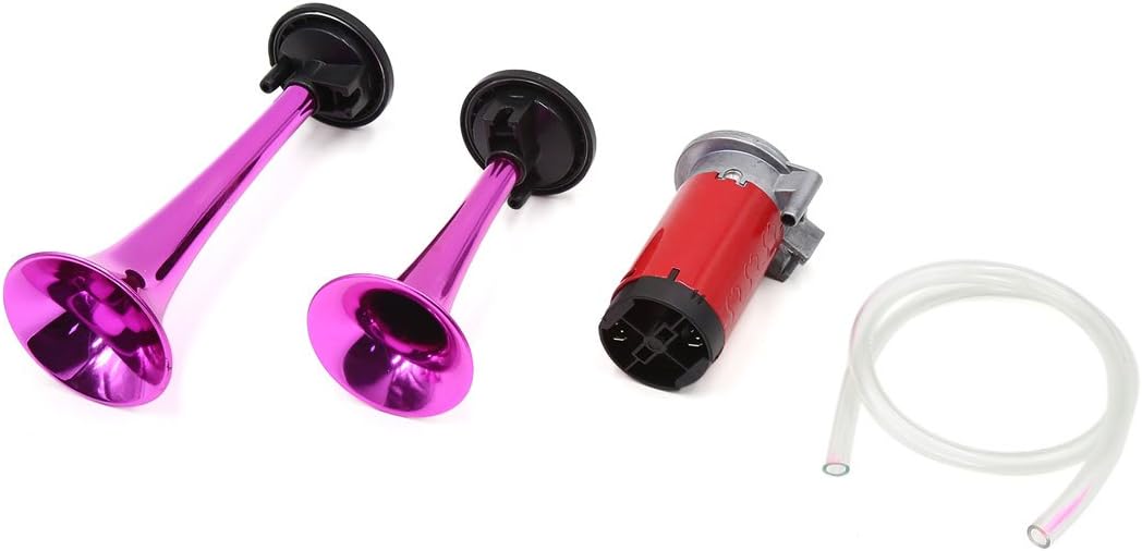 12V 117dB Purple Loud Dual Trumpet Car Motorcycle Air Horn Compressor Relay Set
