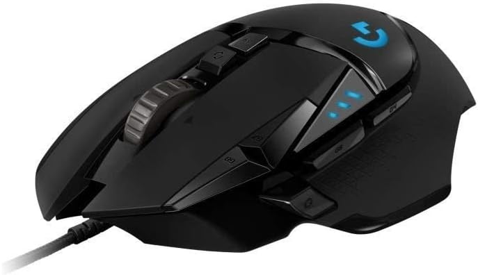 Logitech G502 HERO High Performance Wired Gaming Mouse, HERO 25K Sensor, 25,600 DPI, RGB, Adjustable Weights, 11 Programmable Buttons, On-Board Memory, PC / Mac - Black